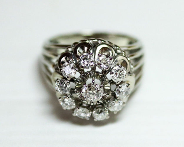 Bague cocktail Marguerite 1950 Or Diamants 58 Facettes C2091
