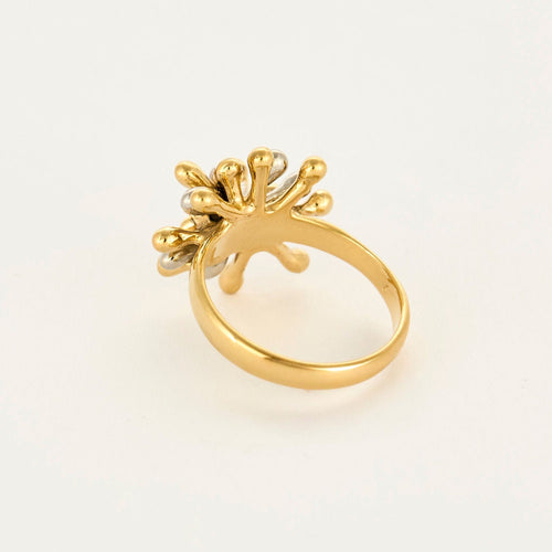 Bague 53 Bague or jaune et gris 58 Facettes CHAL0246