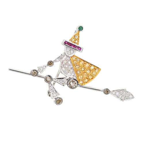 Broche Broche pendentif sorcière diamant saphir or 58 Facettes G13473