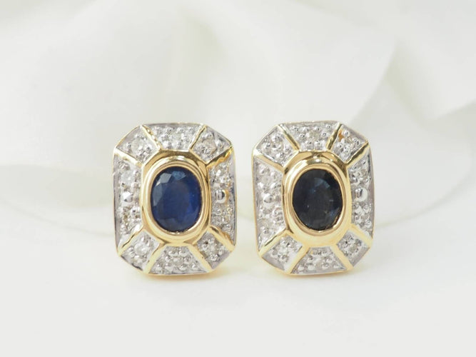 Boucles d'oreilles Boucles d'oreilles en or jaune, saphirs et diamants 58 Facettes 33450