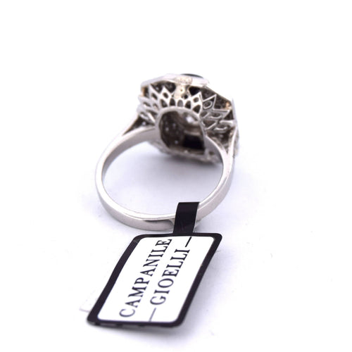 Bague 54 Bague Art déco en platine avec onyx et diamants 58 Facettes