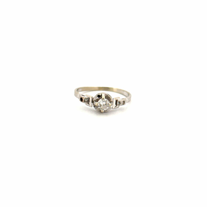 Bague 50 Solitaire Or Blanc 18k & Diamant 58 Facettes 16-GS30403-01