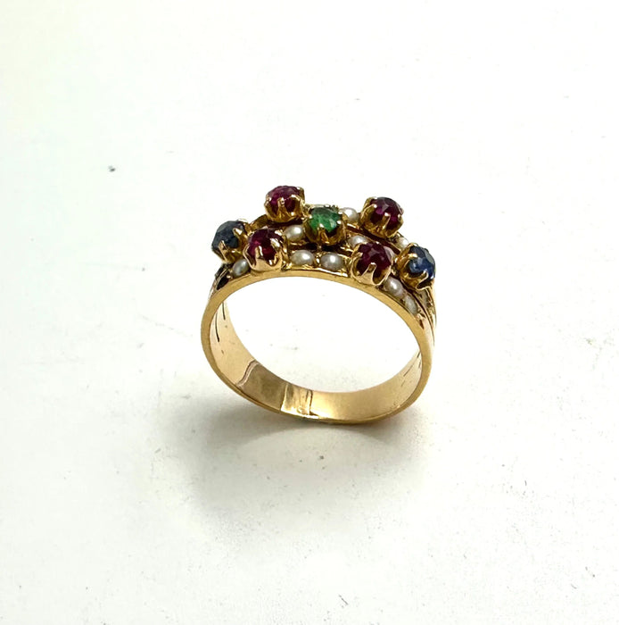 Bague 51 Bague années 20 avec pierres multicolores 58 Facettes