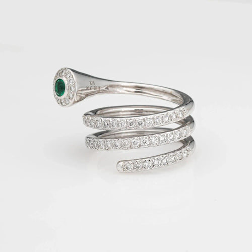 Bague 50 Bague spirale diamant émeraude bande enroulée en or blanc enroulée 58 Facettes G13464