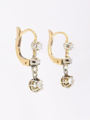 Boucles d'oreilles Dormeuses diamants taille rose or jaune 58 Facettes 1140.5
