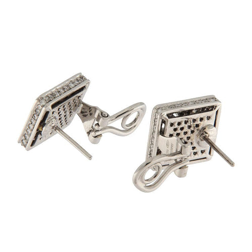 Brincos quadrados em ouro branco com diamantes de 2,54 ct 