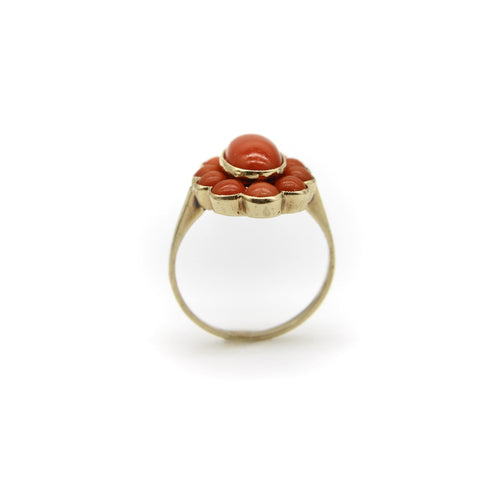 Bague Bague rétro en or 14 carats avec cabochon de corail 58 Facettes A2002D