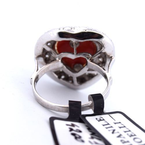 Bague 55 Bague coeur corail en or blanc 58 Facettes