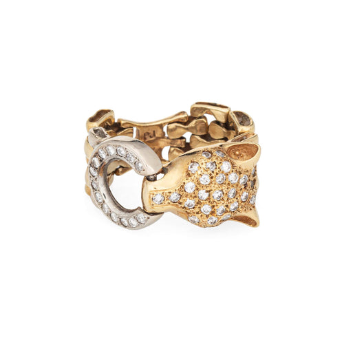 Bague 53 Bague Panthère Flex Diamant Vintage Or Bande Animal Bijoux Chaîne Maillon 58 Facettes G14078