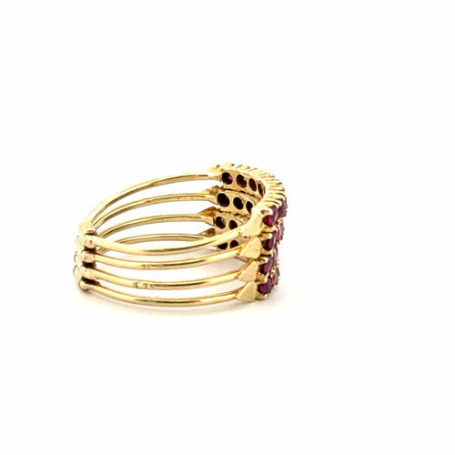 Bague 57 Bague Multi-Rangs Or Jaune & Rubis 58 Facettes 7-GS34284-1