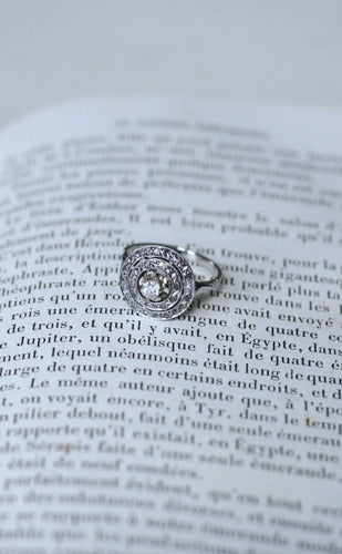 Bague 52 Bague Cible Ronde Art Déco Diamants 58 Facettes