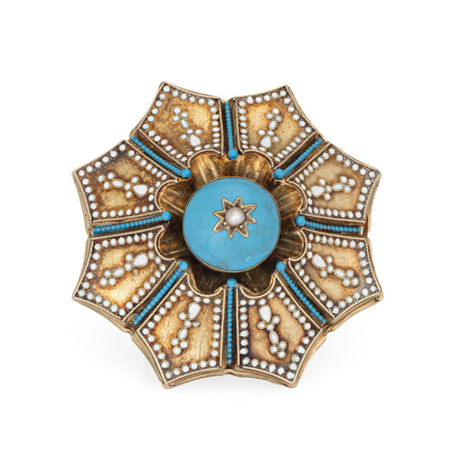 Bague 55 Bague cocktail vintage imposante en or jaune et émail bleu 58 Facettes G14147