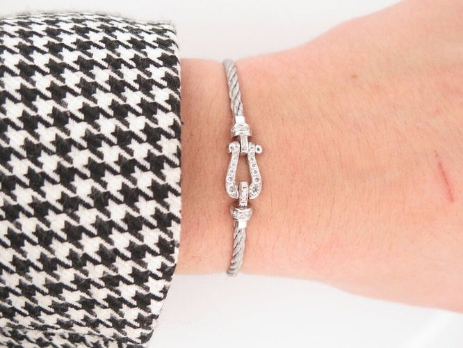 Bracelet bracelet FRED mini force 10 manille en or 34 diamants 58 Facettes 258760