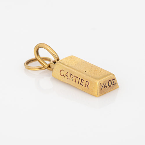 Pendentif Pendentif Cartier vintage en lingot d'or 1/4 oz, signé, en or jaune 18 carats 58 Facettes G13945