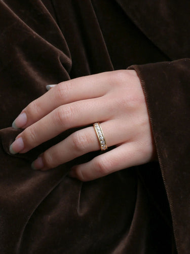 Bague 51 Demi-Alliance américaine en or blanc et diamants 0,45 ct 58 Facettes J77