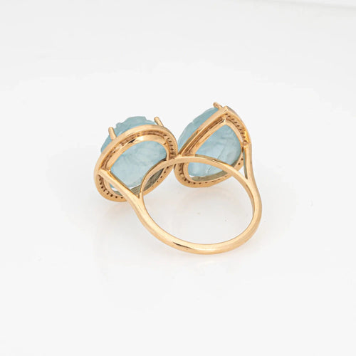 Bague carved aquamarine Ring diamond 58 Facettes G13529