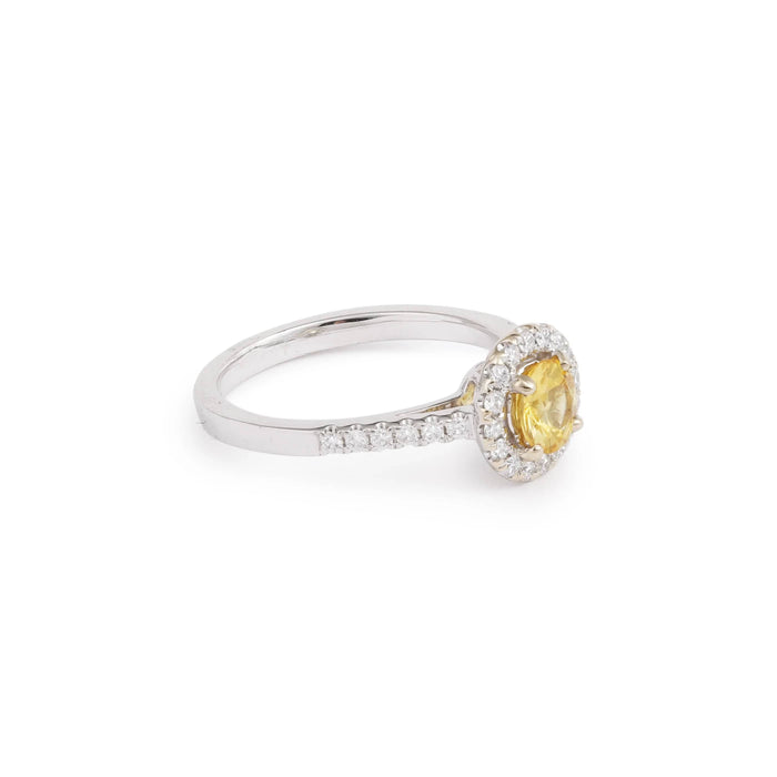 Bague 53 Bague marguerite or blanc saphir jaune diamants 58 Facettes B365