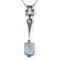 Pendentif Collier Art Déco en platine orné d'une aigue marine 58 Facettes