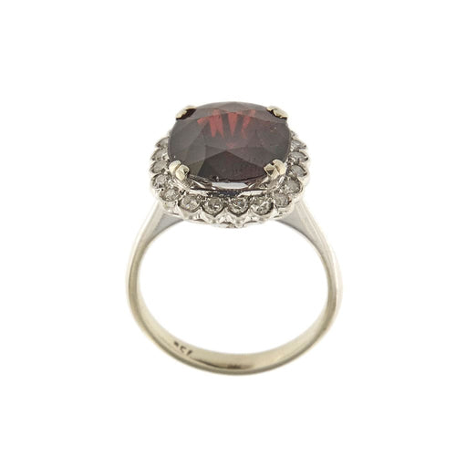 Bague 55 Bague fleur or blanc avec grenat et diamants 58 Facettes 33304