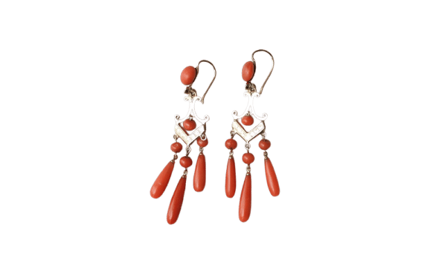 Boucles d'oreilles Boucles d'Oreilles Girandoles Or Rose et Corail 58 Facettes