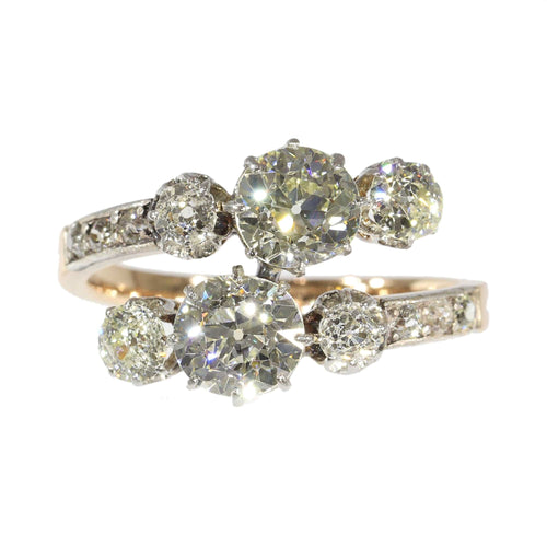 Bague 55 Grandeur impressionnante : bague victorienne Toi et Moi avec diamants de 2,57 ct 58 Facettes 24320-0163