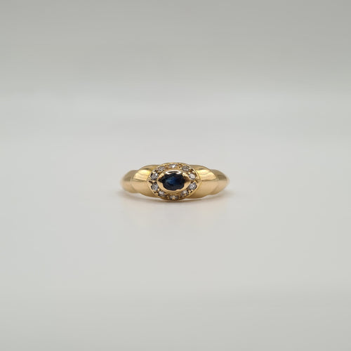 Bague 51 Bague or jaune, diamants et saphir 58 Facettes