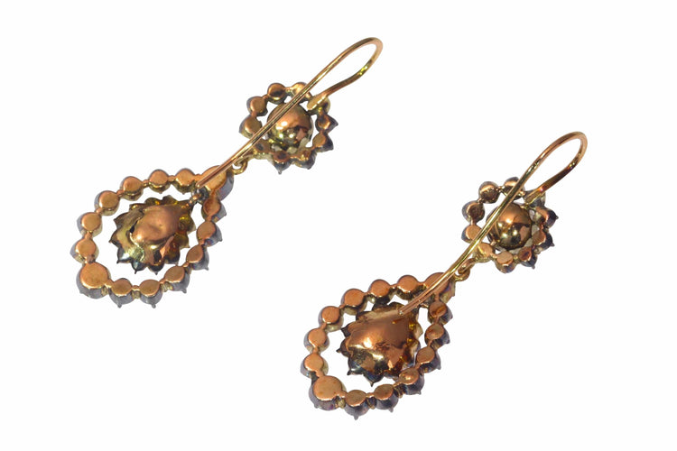 Boucles d'oreilles Haute Couture historique : boucles d'oreilles en diamant pré-victoriennes 58 Facettes 21345-0172