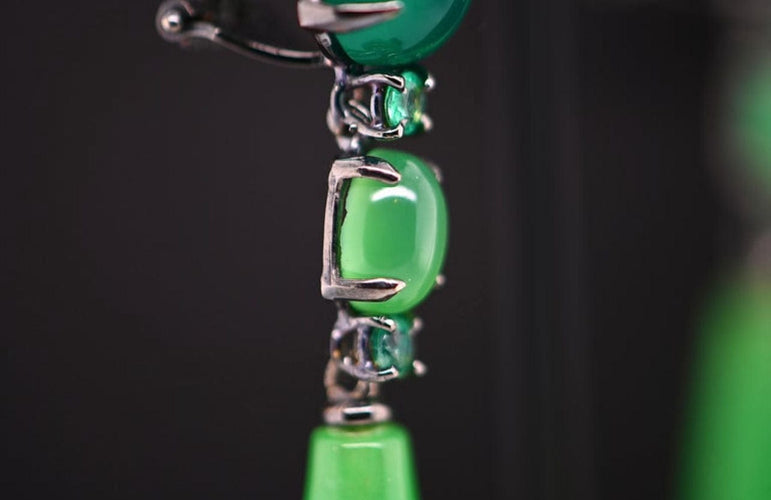 Boucles d'oreilles Boucles d'oreilles Emeraudes Jade Agate verte 58 Facettes