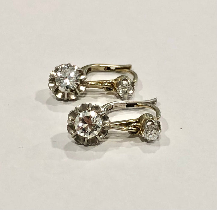 White gold and diamond sleeper earrings