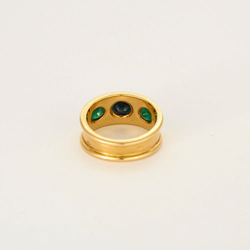 Bague 50 Bague Ciel et Nature en or jaune, saphir et émeraudes 58 Facettes LP1227/15