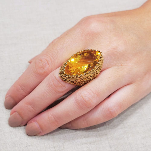 Bague 56 Bague en citrine et or jaune 58 Facettes T497