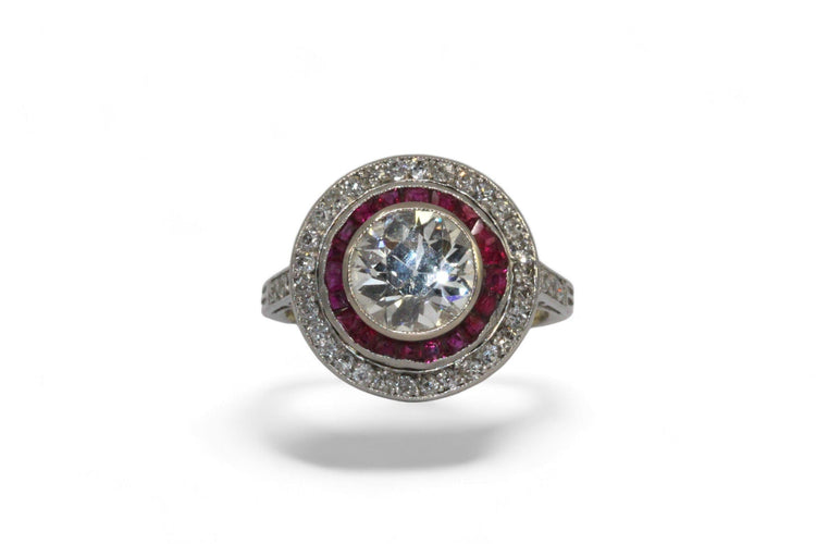 Bague 51 Bague Art-Déco diamants et Rubis 58 Facettes