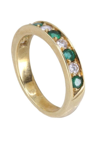 Bague 52 Demi alliance émeraudes et diamants 58 Facettes 088081