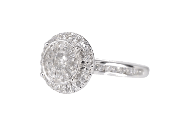 Bague 54 Bague d'entourage en or blanc avec diamants 58 Facettes 2008