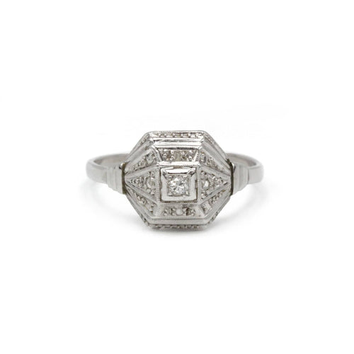 Bague 55 Bague - Or blanc, Platine & Diamants 58 Facettes 250110R