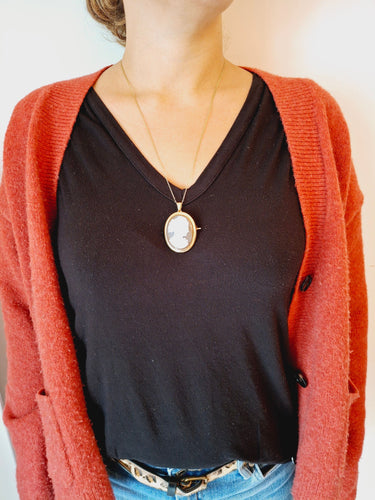 Pendentif Pendentif Broche Camée or rose, agate 58 Facettes