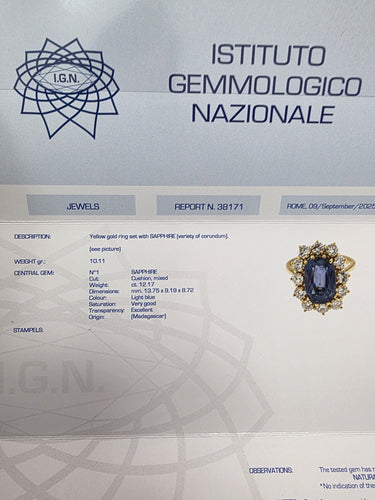 Bague 55 Bague exclusive en or blanc 18 carats avec saphir naturel et diamants 58 Facettes