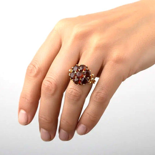 VINTAGE RING - 18 KT GULT GULL - KVARTS