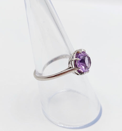 Bague solitaire Art Déco platine et améthyste 58 Facettes A05353