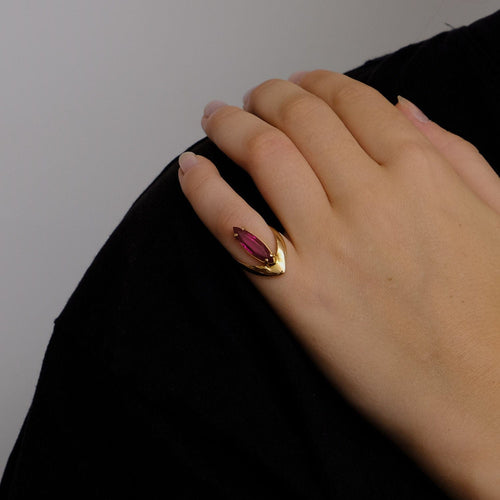 Bague 47.5 Bague Or Jaune & Pierre Rouge 58 Facettes