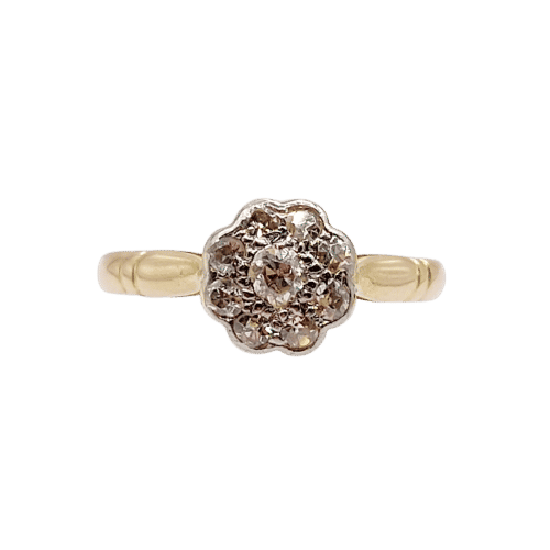 Bague 48.5 Bague marguerite or jaune, diamants taille ancienne (circa 1900) 58 Facettes A06229