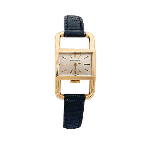 Montre Montre Jaeger-Lecoultre, "Etrier", or rose, cuir noir 58 Facettes 34348