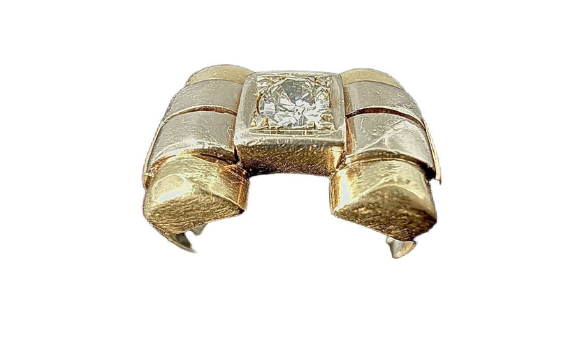 Bague 54 Bague Tank sertie d'un brillant en or jaune 58 Facettes