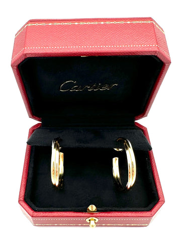 Boucles d'oreilles CARTIER. Collection "Trinity", créoles 3 ors 18K 58 Facettes