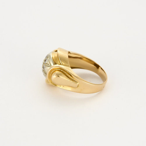 Bague 52.5 Bague type tank en or jaune et or gris, diamants 58 Facettes SBR17542