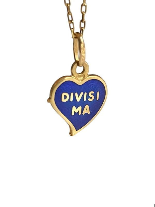 Pendentif Pendentif cœur en or jaune 18k et émail guilloché bleu 58 Facettes