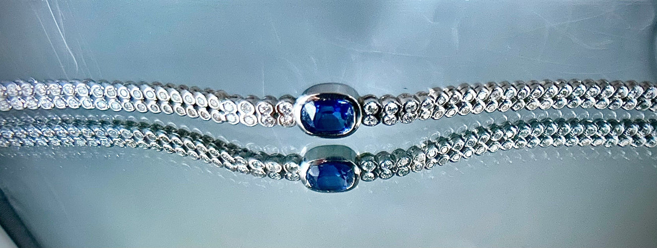 Bracelet Bracelet or blanc saphir et brillants 58 Facettes