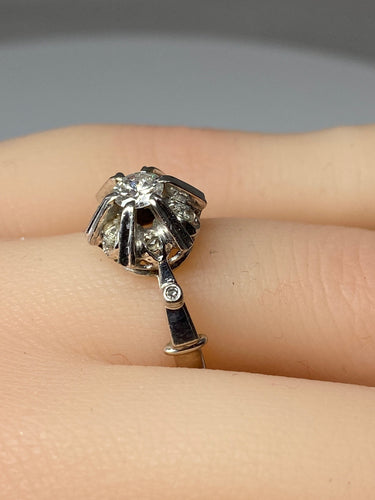 Bague 51 Bague solitaire en Or gris, et Diamants 58 Facettes AB72bis