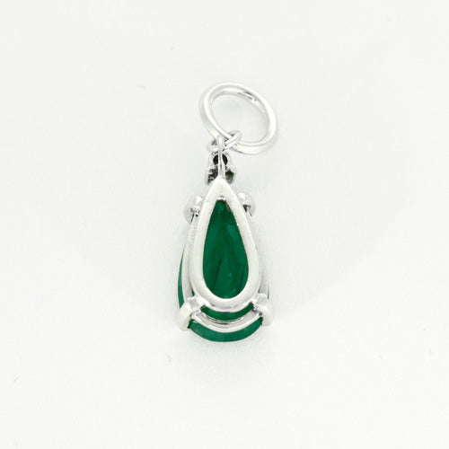 Pendentif Pendentif or blanc et émeraude taille poire 58 Facettes 250093