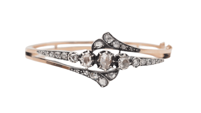 Bracelet Bracelet ancien du XIX ème siècle en or rose et argent serti de diamants 58 Facettes 32756